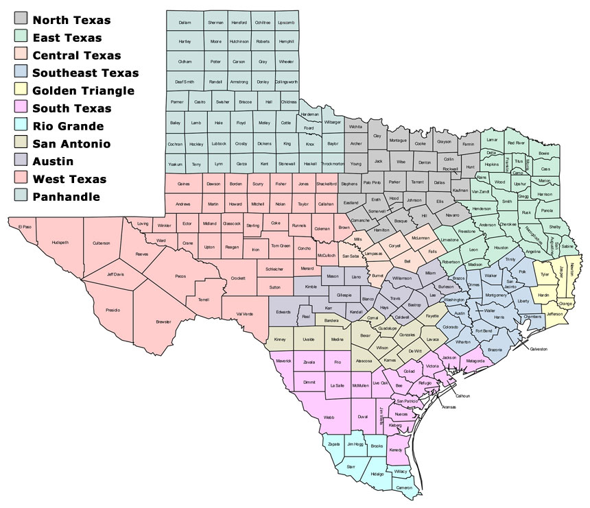 Texas PGR Regions Map