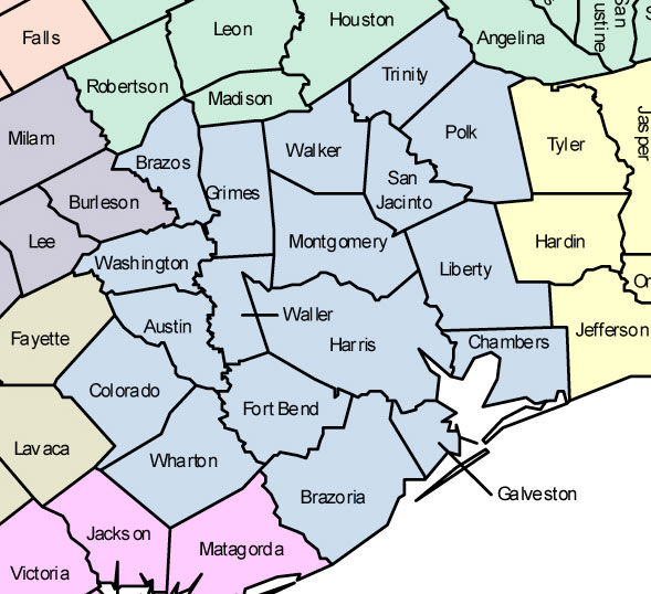 Map of Southeast Texas Patriot Guard Riders Region