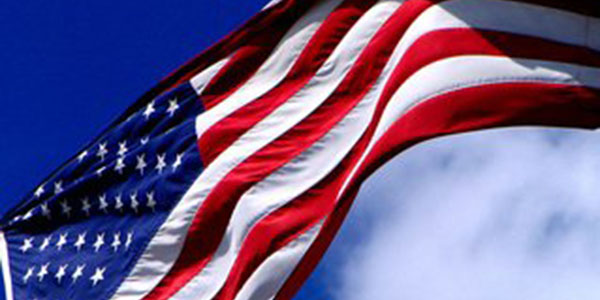 American Flag blowing in the wind